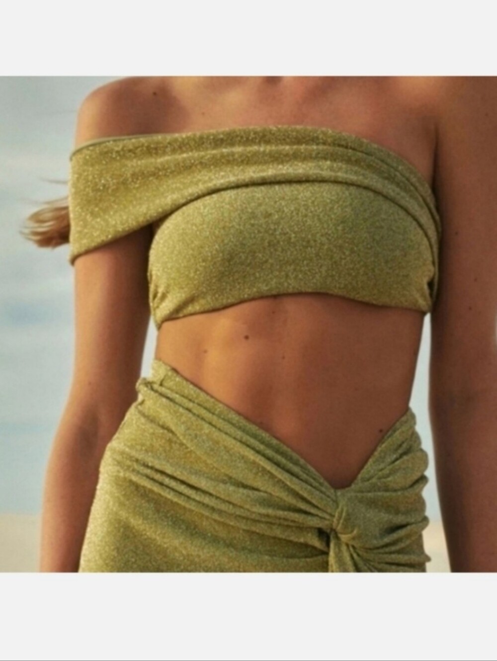 NWT BAOBAB GOA BIKINI SWIM TOP IN GLITTER GREEN
